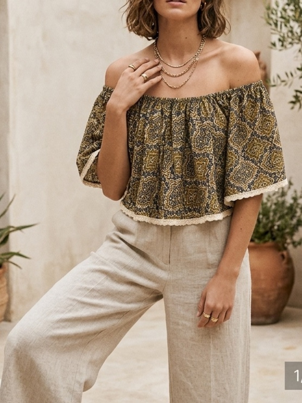 Bohemian Patterned shoulder off Blouse